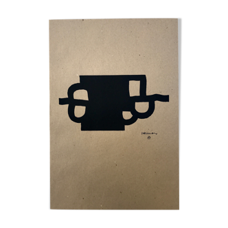 Sérigraphie originale sur papier tabac d'Eduardo CHILLIDA, Antzo II, 1985