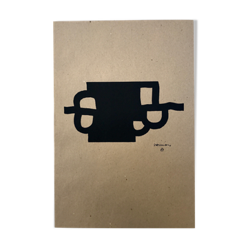 Original screenprint on tobacco paper by Eduardo CHILLIDA, Antzo II, 1985