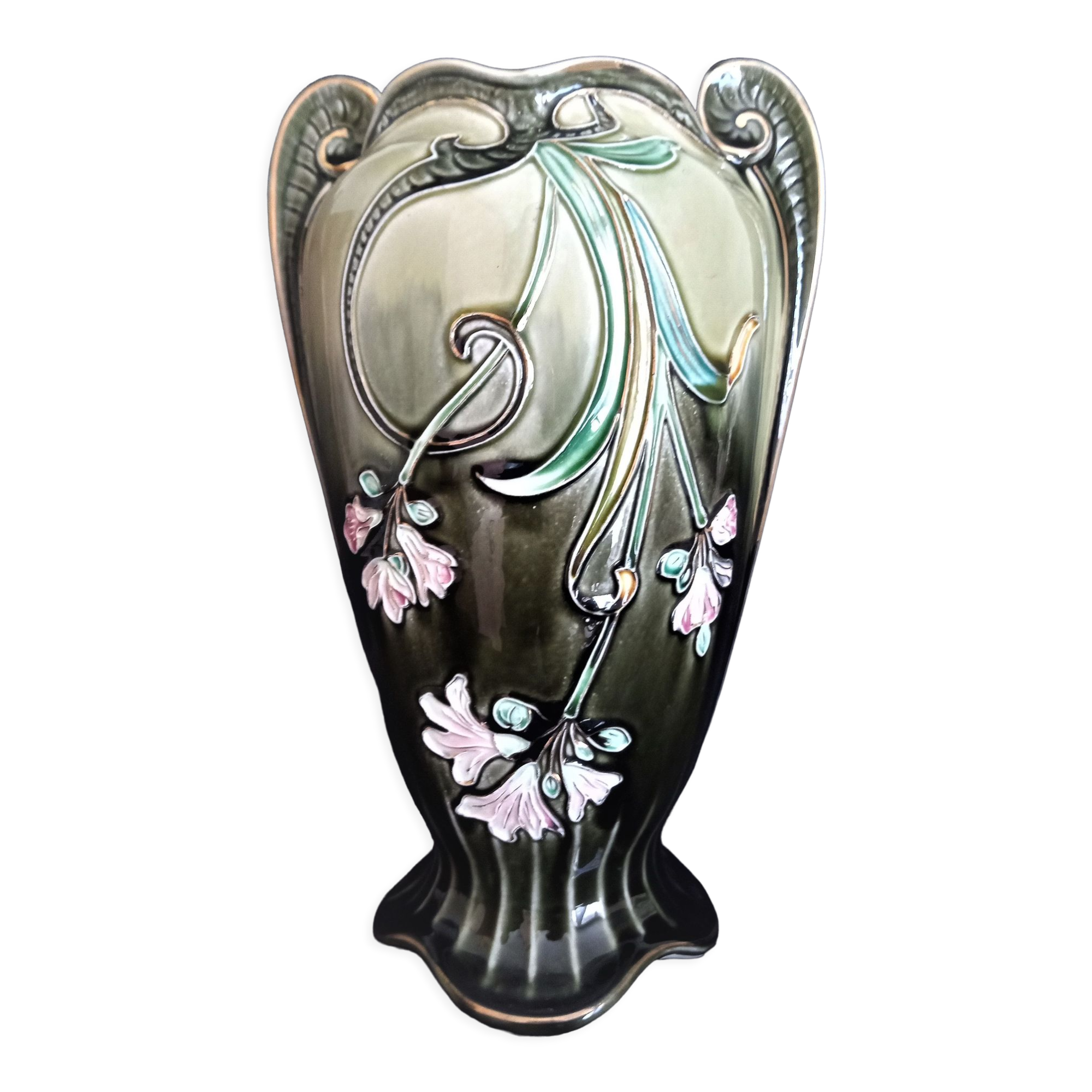 Gustave de Bruyn Art Nouveau earthenware vase by Fives Lille