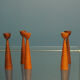Set of 6 modern Danish teak candlesticks