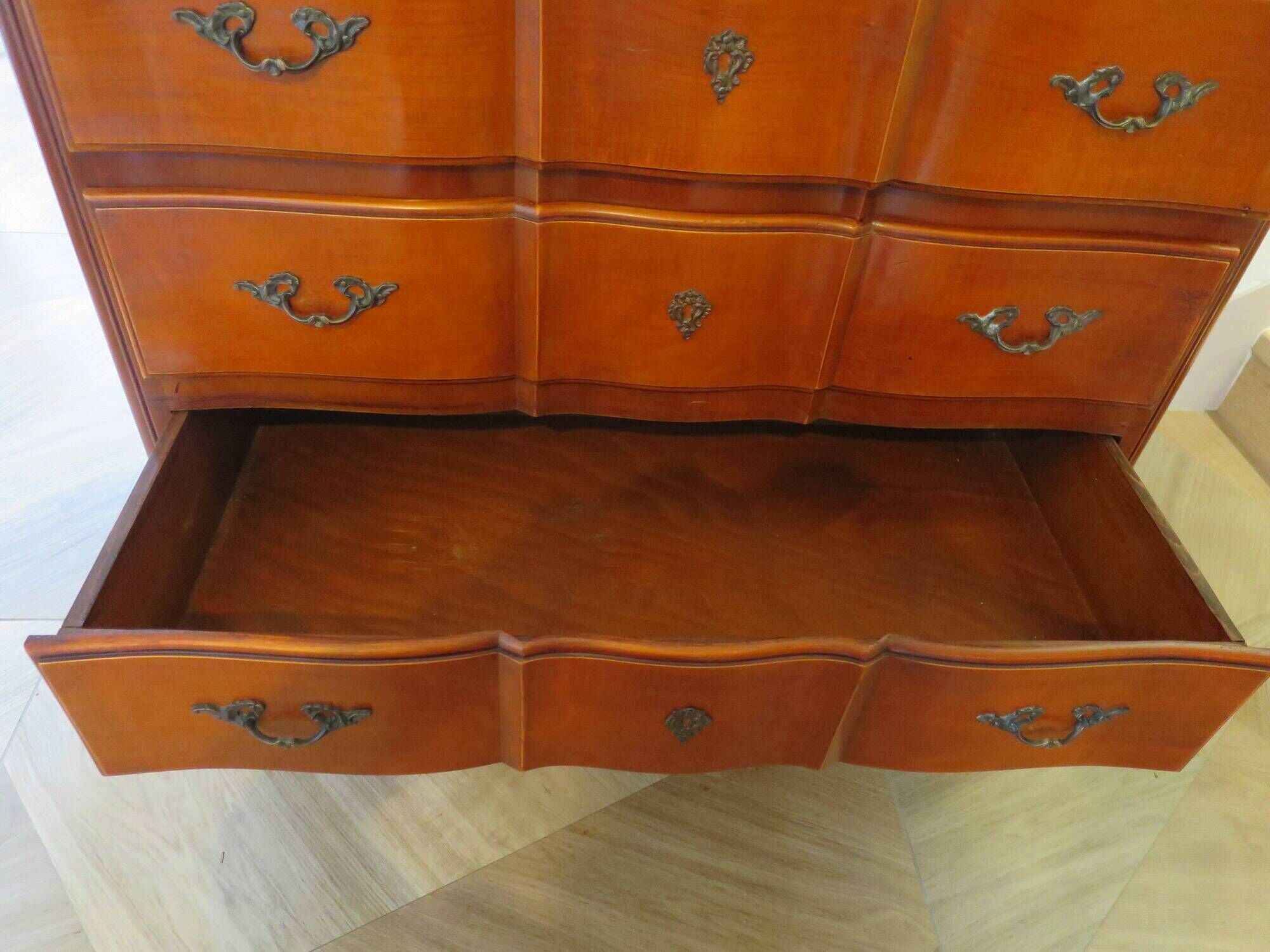 3-drawer chest of drawers in Louis XV style cherry wood, 1980s