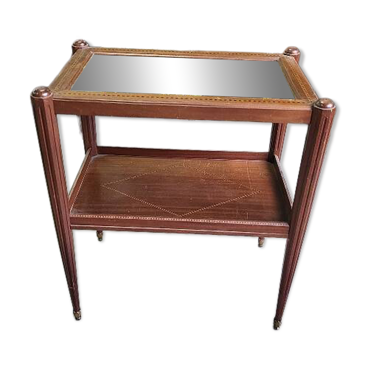 Table d'appoint ou desserte a miroir art deco en marqueterie