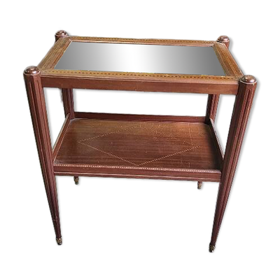 Table d'appoint ou desserte a miroir art deco en marqueterie