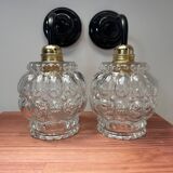 Paire d’appliques murales en verre vintage