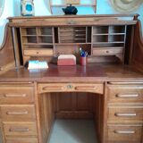 American solid oak desk with antique patina
