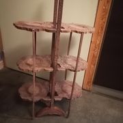Shelf folding tray carved wood shelf 3 levels 6 shelves India