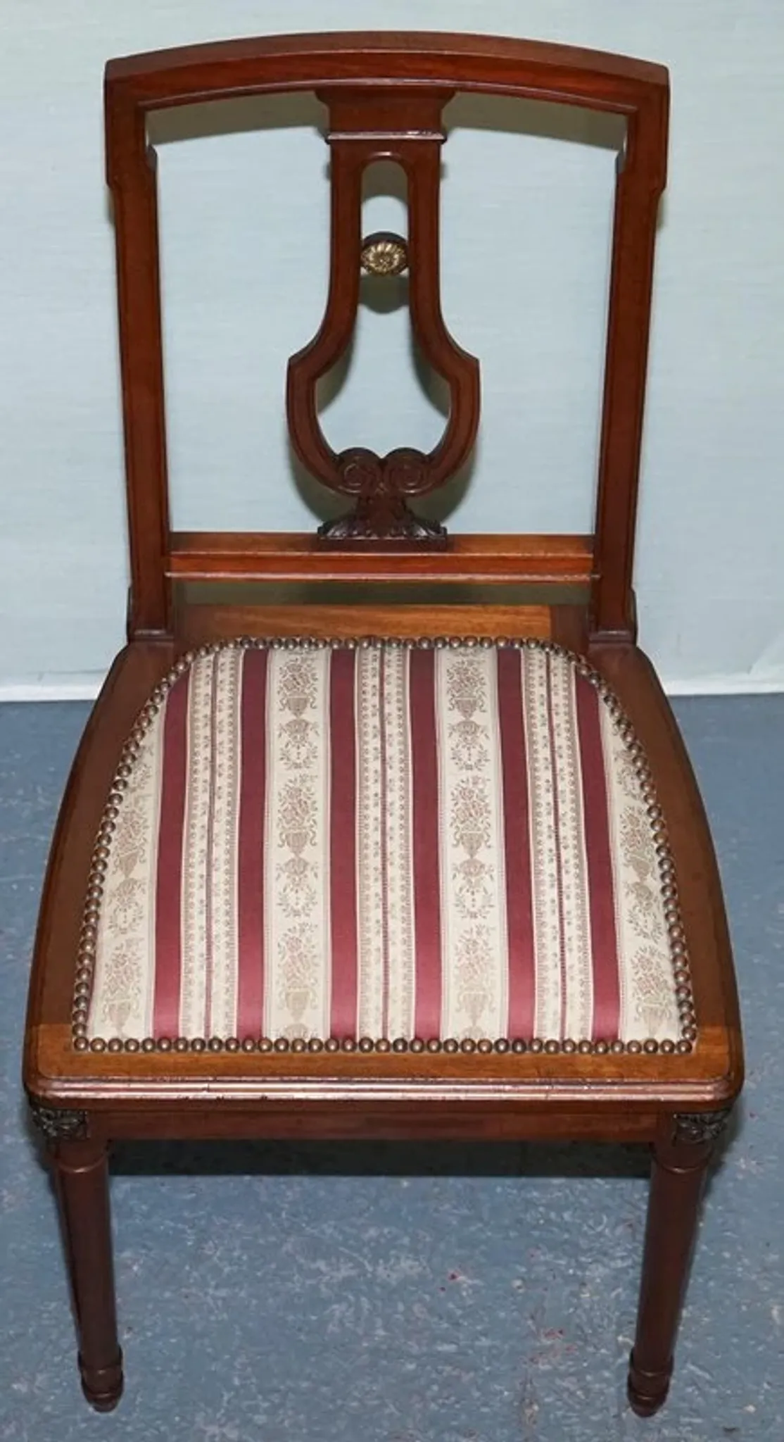 Set of Vintage Wooden Dining Chairs with Carved Details