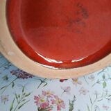 Vintage pitcher red and green art pottery
