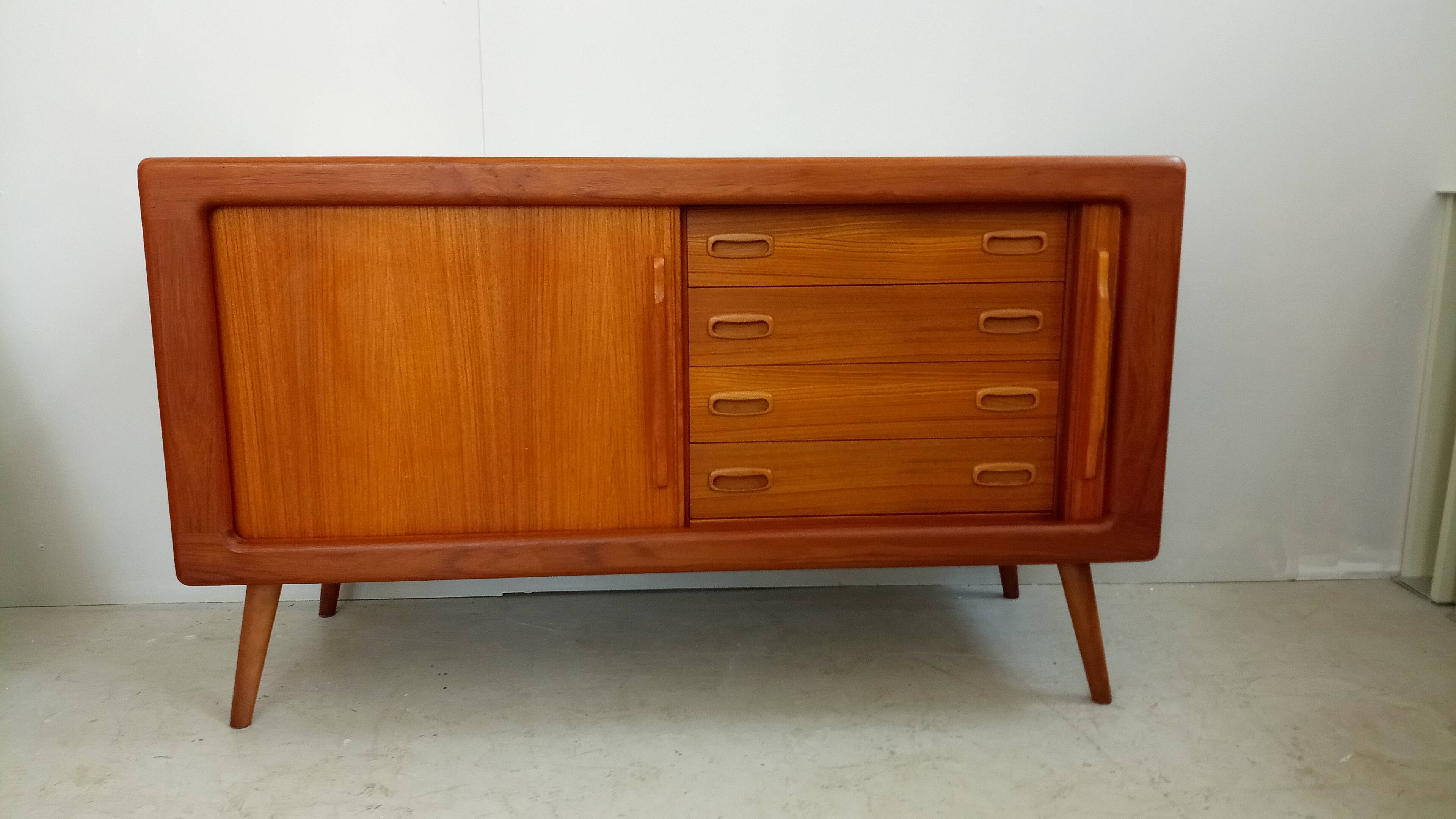 Danish teak sideboard with tambour doors