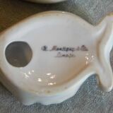 Salerons en porcelaine Limoges , forme poisson années 50 Vintage