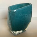 Vase Pentagone bleu et doré pâte de verre