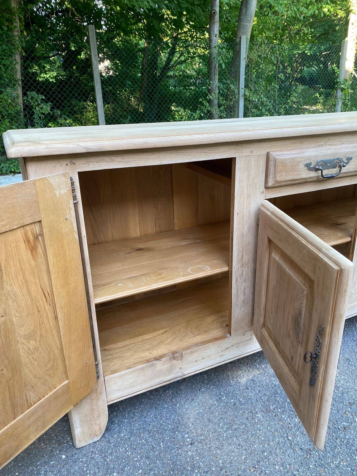 Vintage sideboard in solid oak from France, 20th century, 250cm