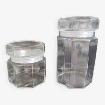 Vintage octagonal jars luminarc apothecary pot
