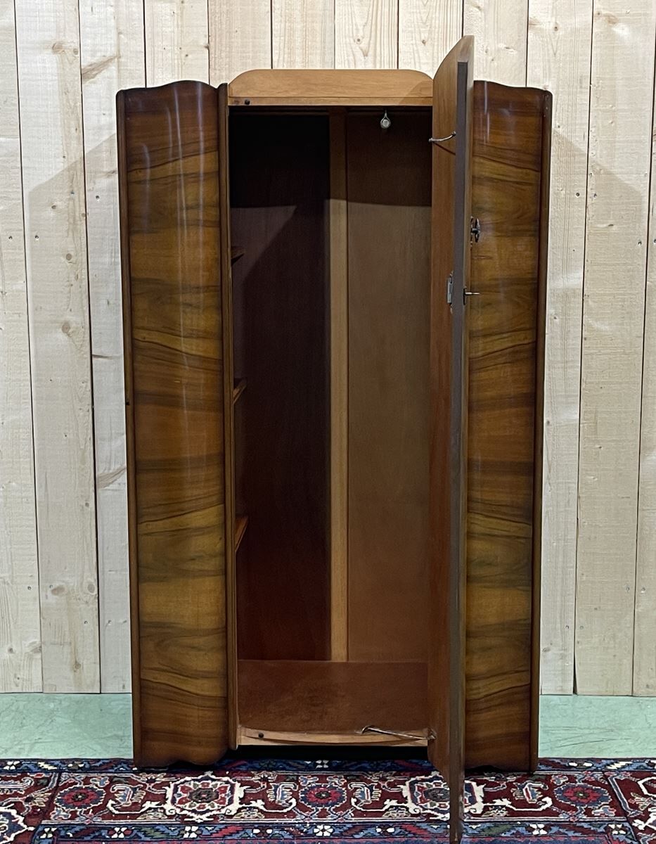 Wardrobe English art deco wardrobe in walnut magnifying glass