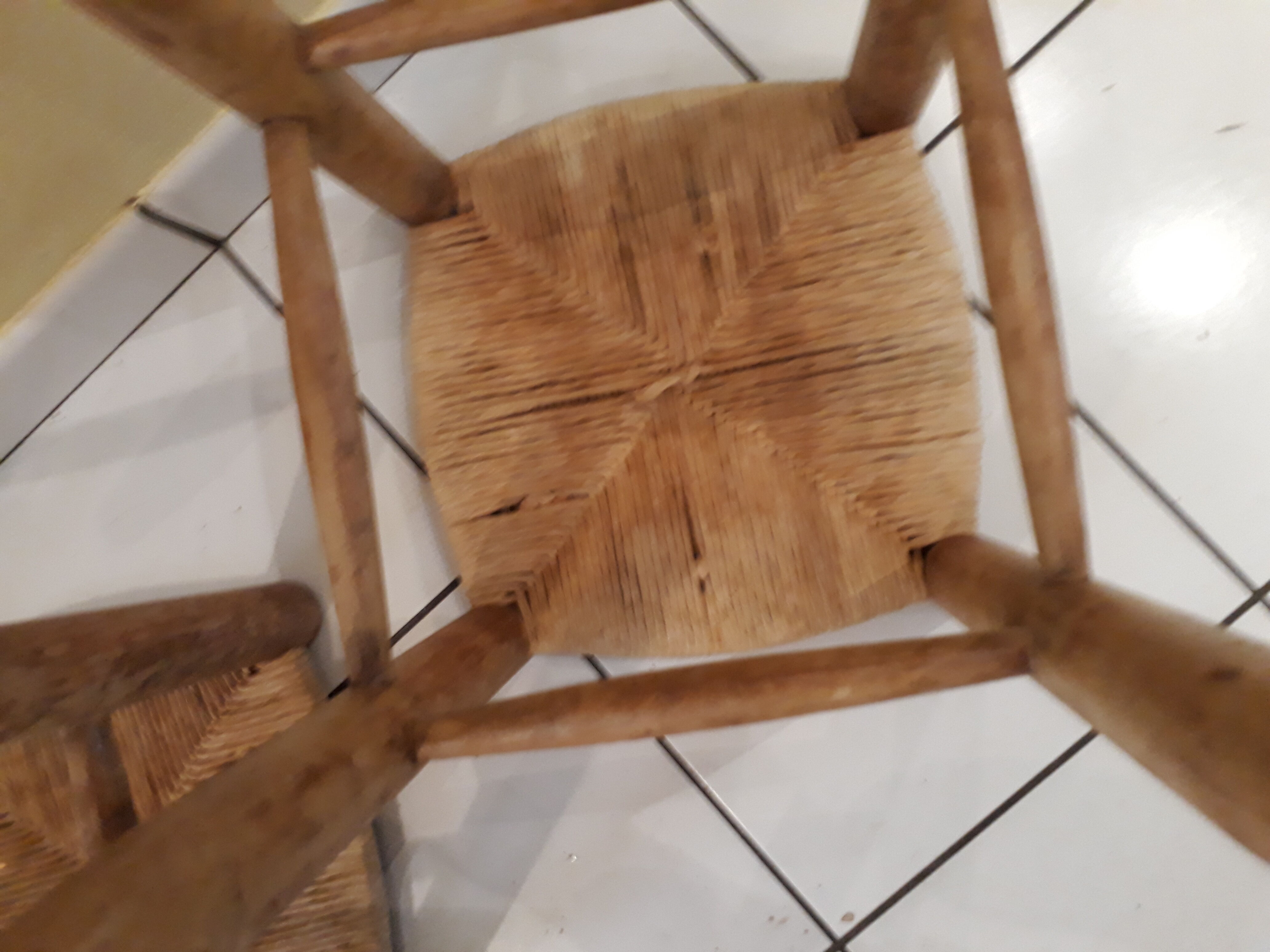 Pair of stools savoyards"wood and straw 1960