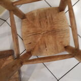 Pair of stools savoyards"wood and straw 1960