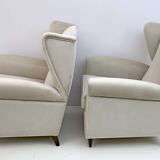 Attributed Gio Ponti Mid-Century Modern Italian Velvet Armchairs, 1950s