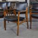 Set of 6 Scandinavian armchairs in leather and rosewood by Gondo Gravesen for Atelier Bondo Gravesen Snedkerier 1960s.