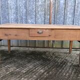 Antique solid cherry farmhouse table with 3 drawers and 1 pull out.