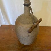 Bouteille Ancienne Grès Beige + Bouchon Bois Grand Volume Vintage