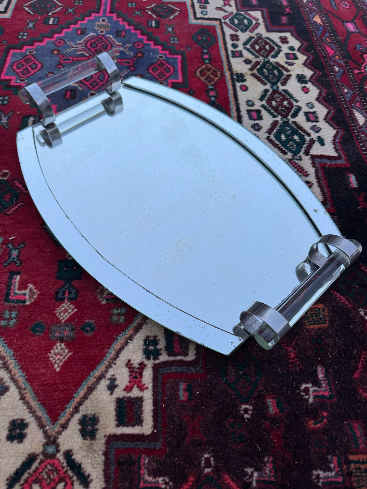 Art Deco plateau mirror and glass
