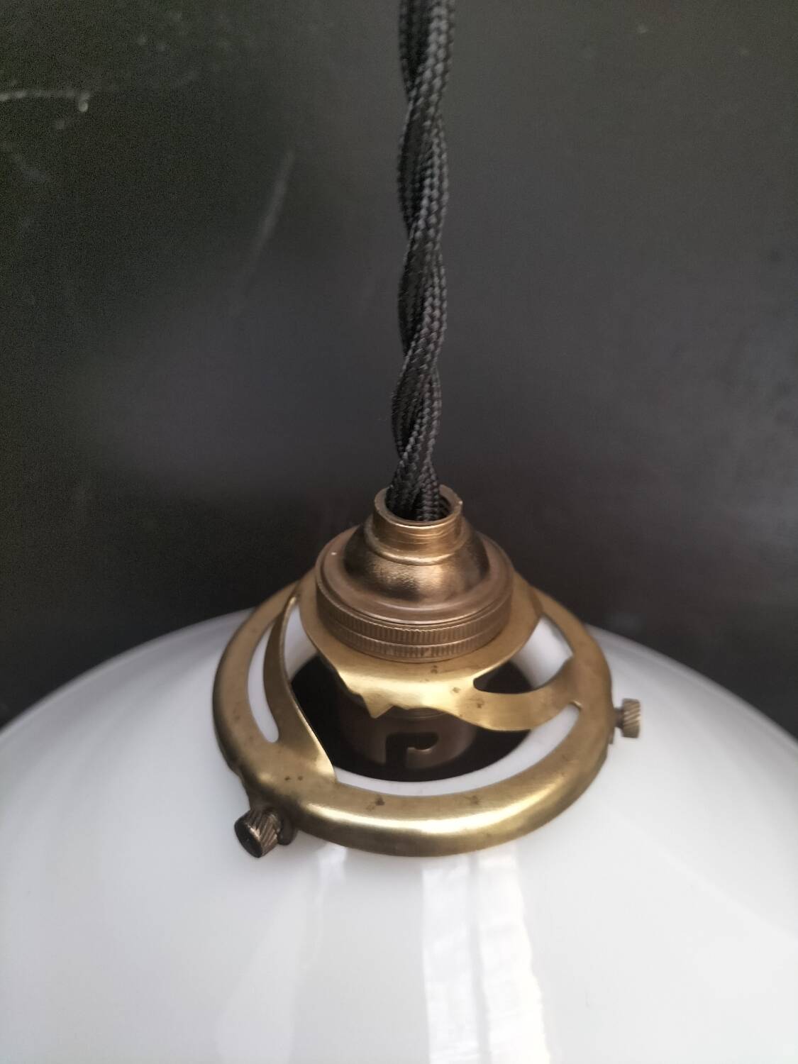 Opaline cone pendant light