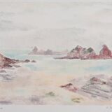 Camille COMBE: The rocks of the open sea, Original signed monotype