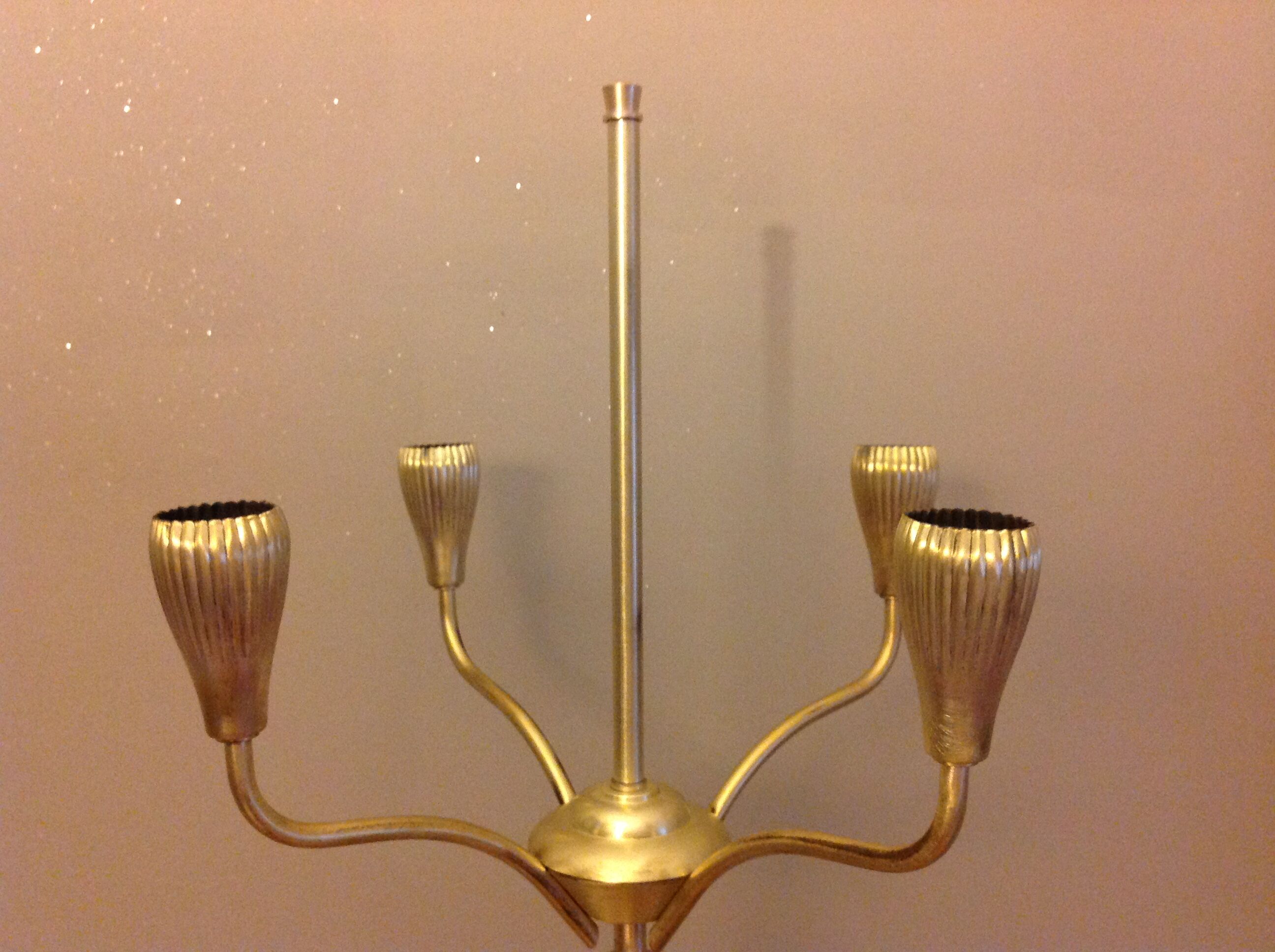 Four-fire retro brushed brass lamppost, 30-40s