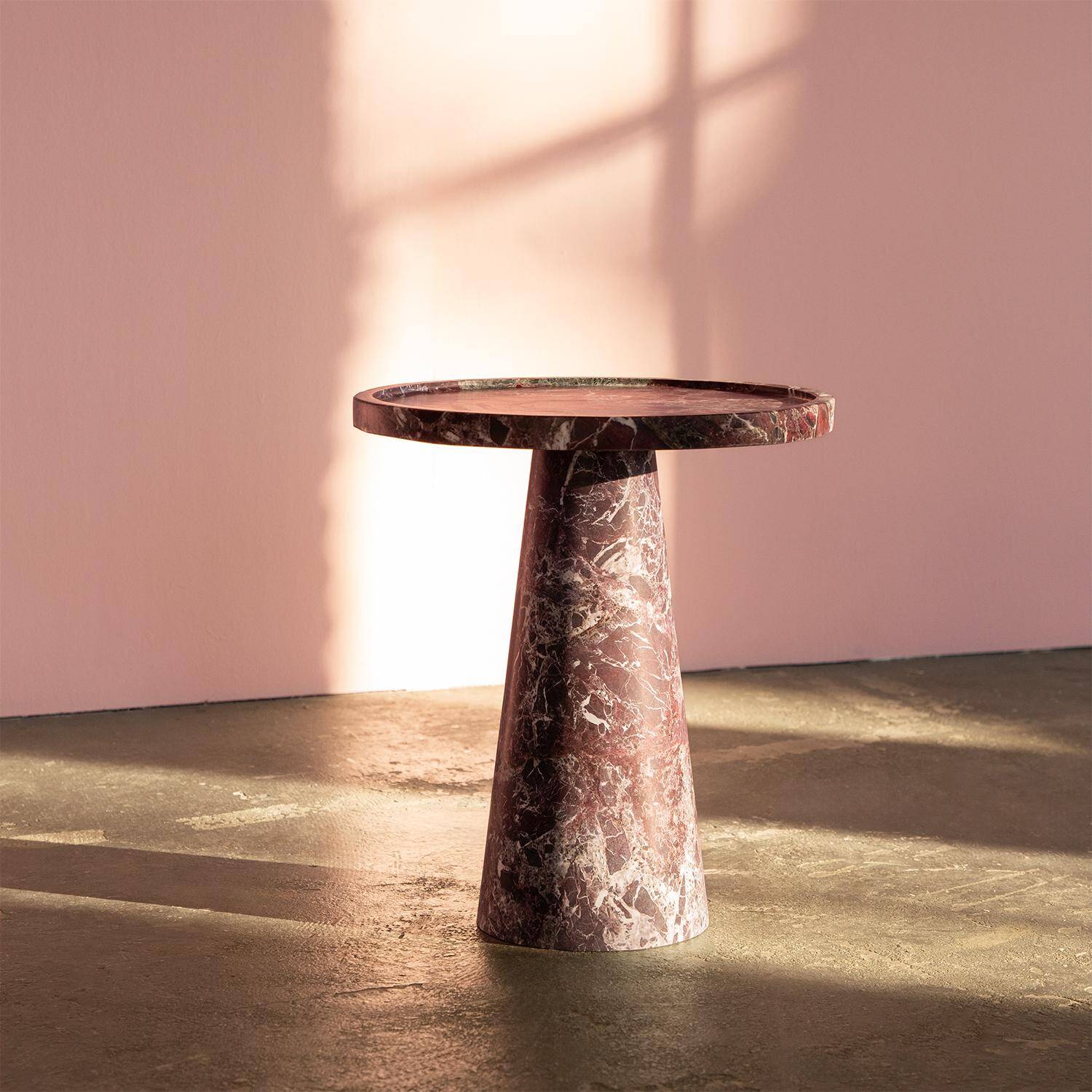Side table in Rosso Levanto marble