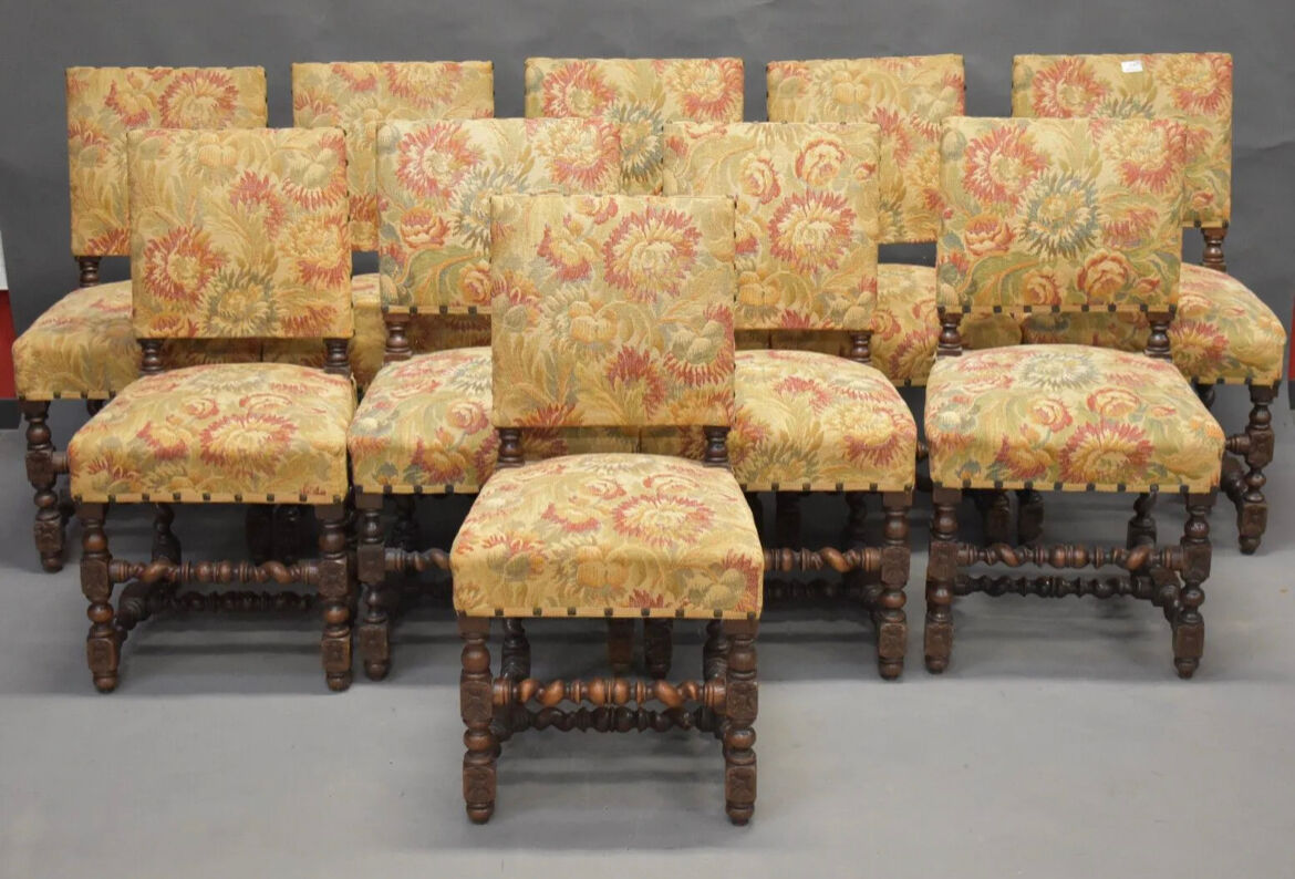 Suite of 10 Louis XIII style chairs