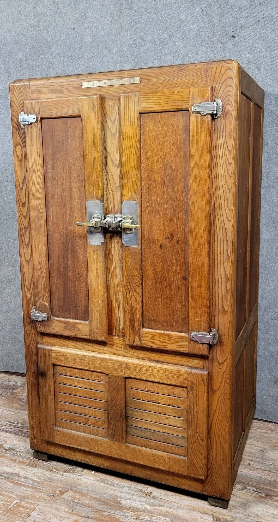 Large Prestcold brand bar fridge or store cooler in oak