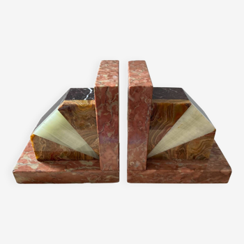 Pair of Art Deco marble bookends