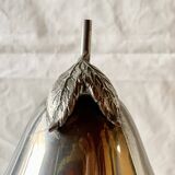 Chromed metal pear - 1 carafe and 6 amber crystal glasses - liquor cellar