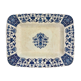 Plat rectangulaire,Manufacture de Gien, modèle Carré Bleu