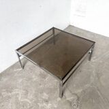 Modernist chrome and smoked glass coffee table, circa 1970