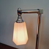 Desk lamp in chrome metal and white opaline