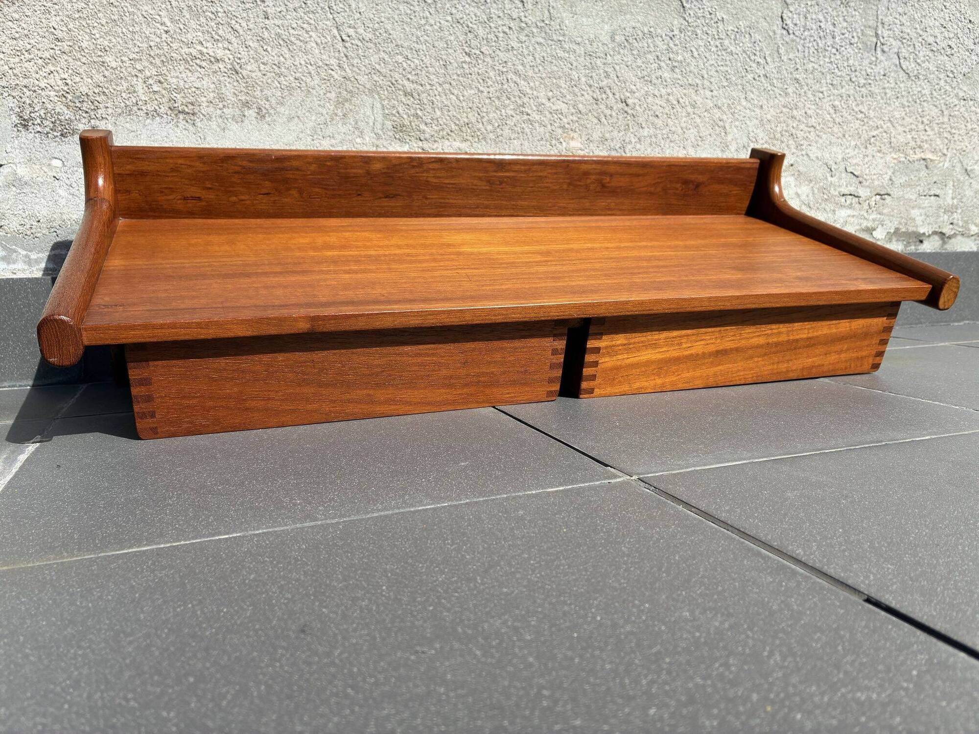 Kai Kristiansen teak wall shelf with drawers, Kaagaards Møbelfabrik, 1960s
