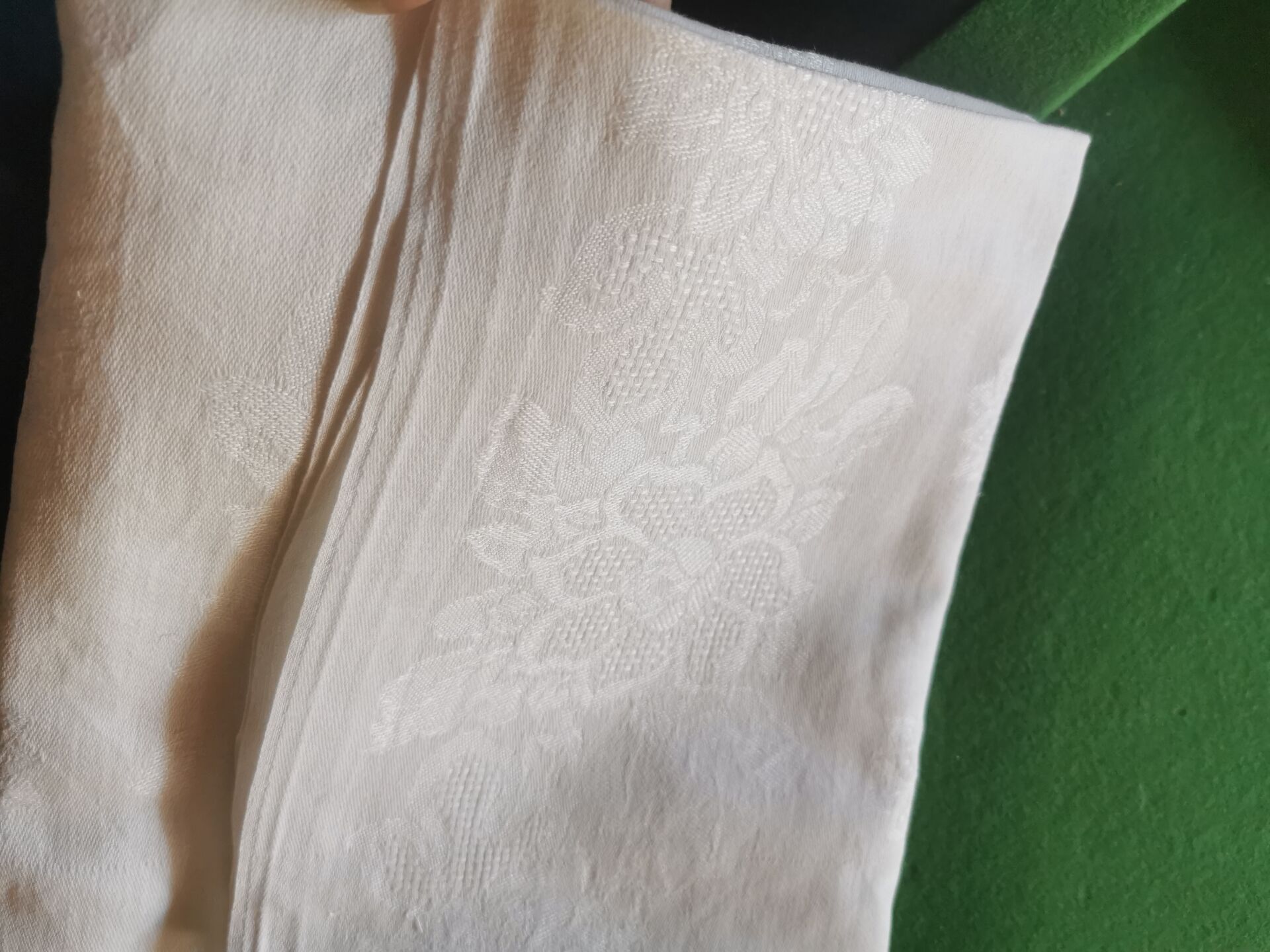 10 old damask linen napkins with monogram