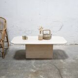 Table basse vintage en travertin