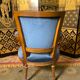 Louis XVI style convertible armchair blue velvet