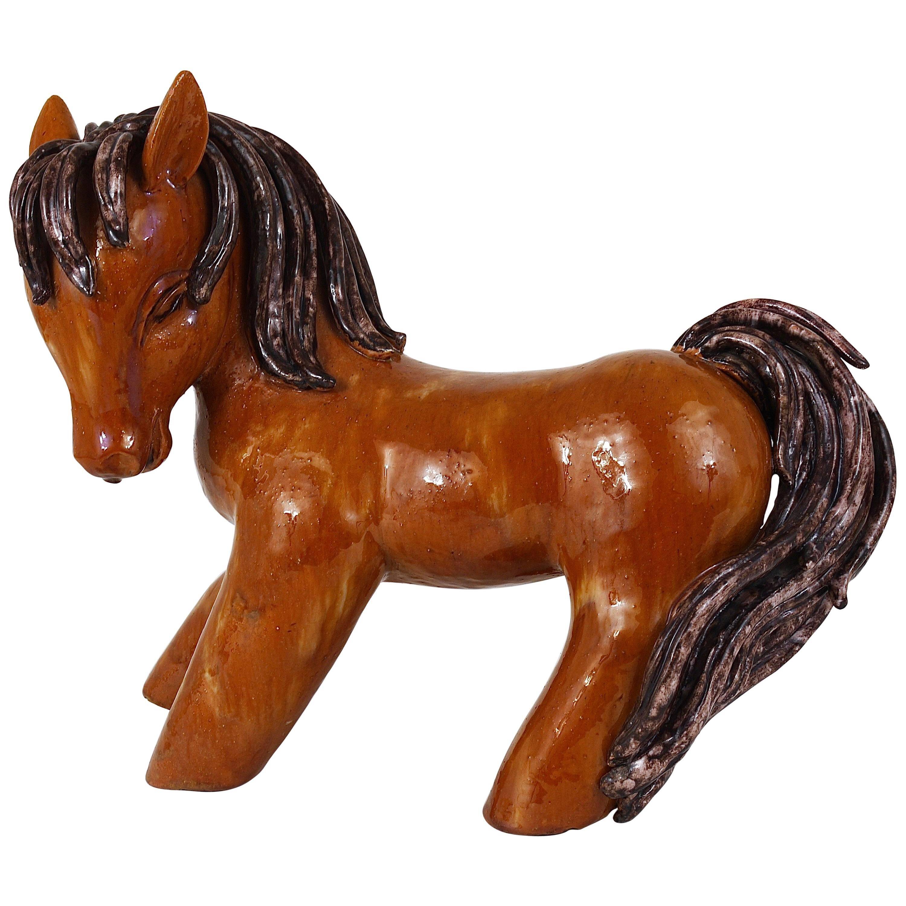 Walter Bosse Large Ceramic Horse Sculpture, Austria, 1950s