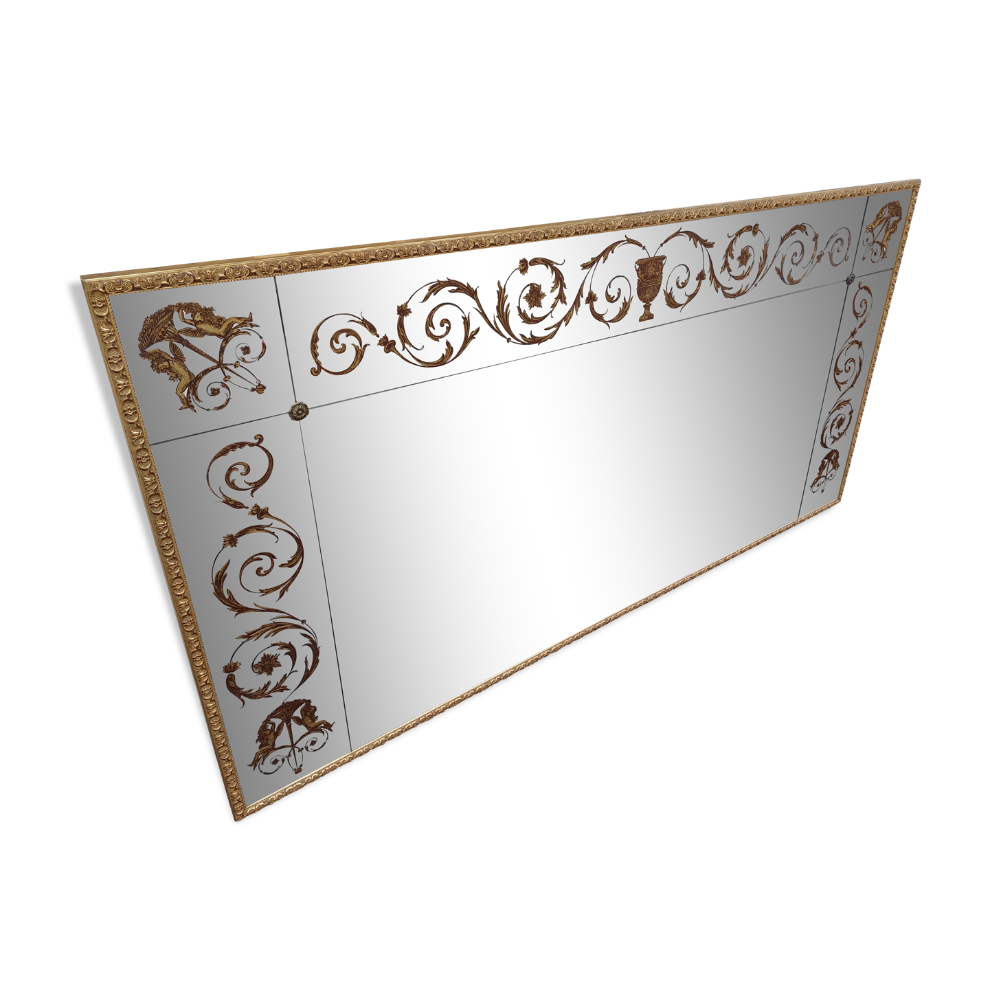 Venetian Mirror Art Deco brasserie bistro in eglomerized glass 204x105cm