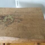 Stool, brutalist side table in solid oak.