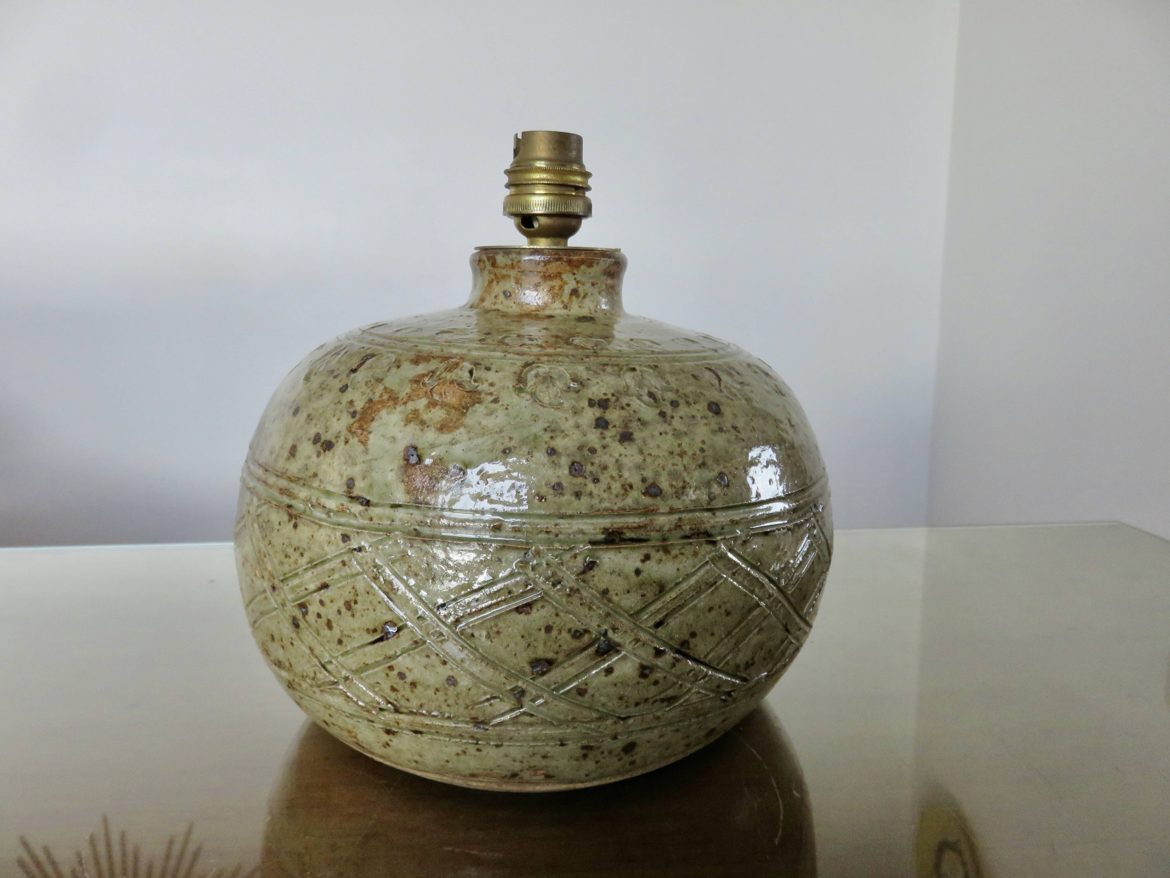 Stoneware lamp signed, around 1960