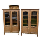 2 old wooden display cases