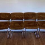 Roche Bobois cognac suede chairs