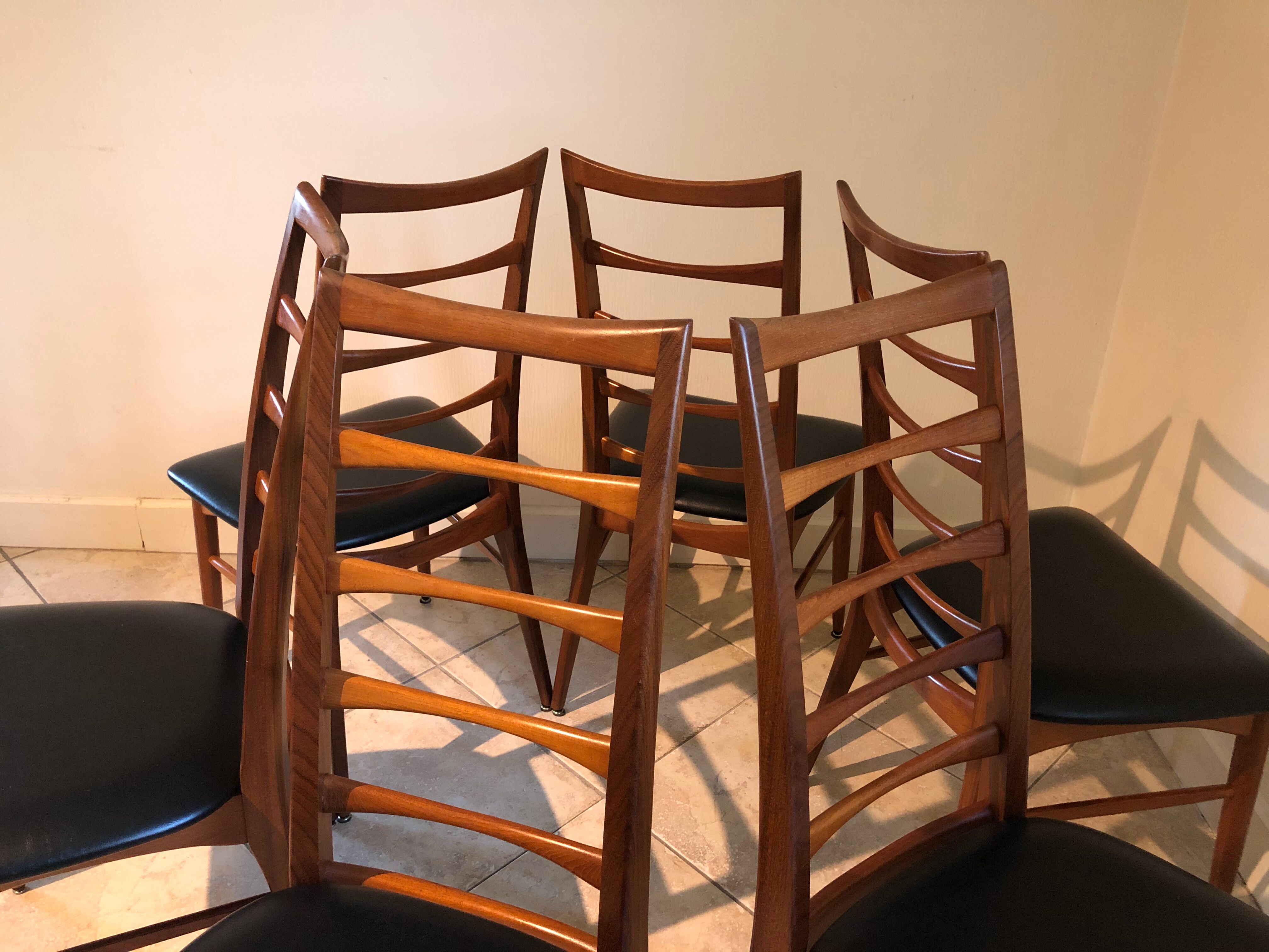 Set of 6 Scandinavian Teak "Lis" chairs by Niels Koefoed, Circa 1960