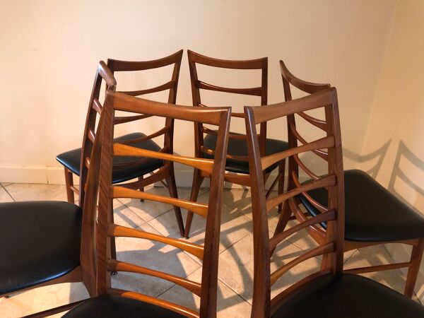 Ensemble de 6 chaises scandinaves en Teck ''Lis'' par Niels Koefoed, Circa 1960