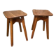 Pair of brutalist solid oak stools