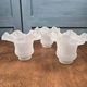 Set of 3 vintage satin glass tulips for lighting – Beaded and pleated decoration